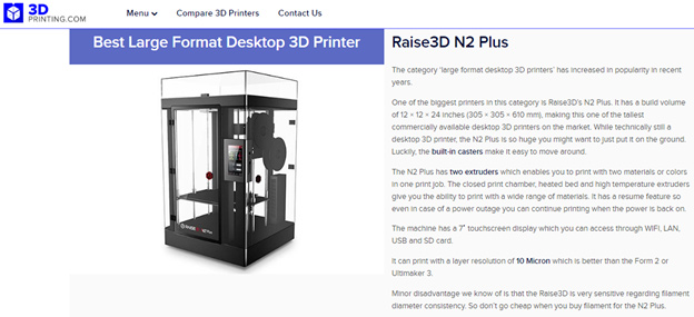 3DPRINTING.COM: Raise3D N2 Plus – лучший широкоформатный 3D принтер